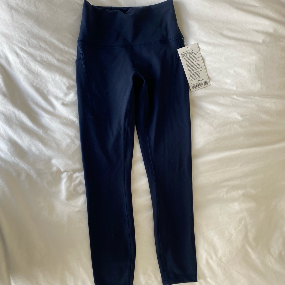 Lululemon Wunder Train HR Tight 25” with Pockets Navy Leggings